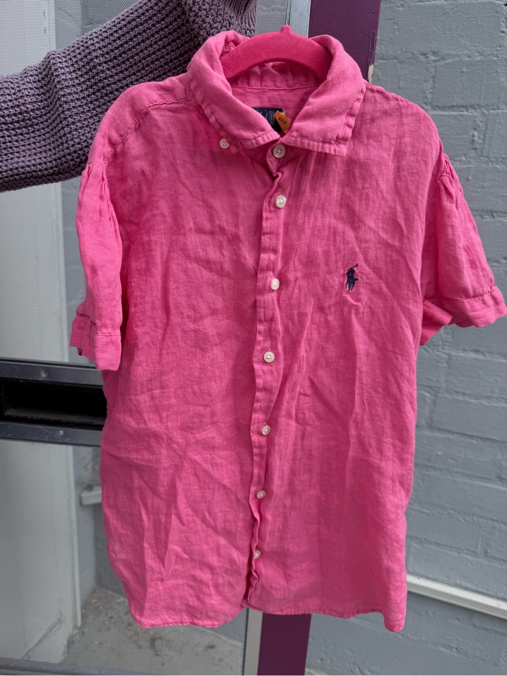Ralph Lauren Pink Short-Sleeve Button-Down Shirt XS